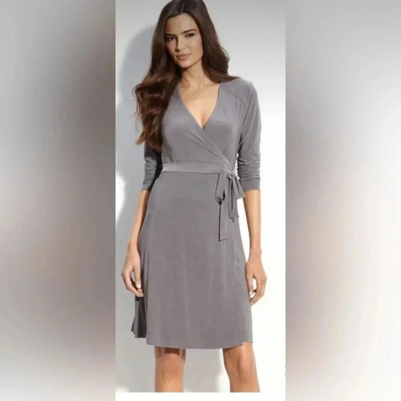 Alex & Ava Komarov Jersey wrap dress size Large NWT in dark gray - Picture 1 of 6